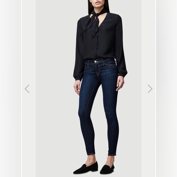 Frame Le Skinny De Jeanne Skinny Jeans Mid Rise Queens Way Dark Wash Blue 25 - Picture 1 of 16